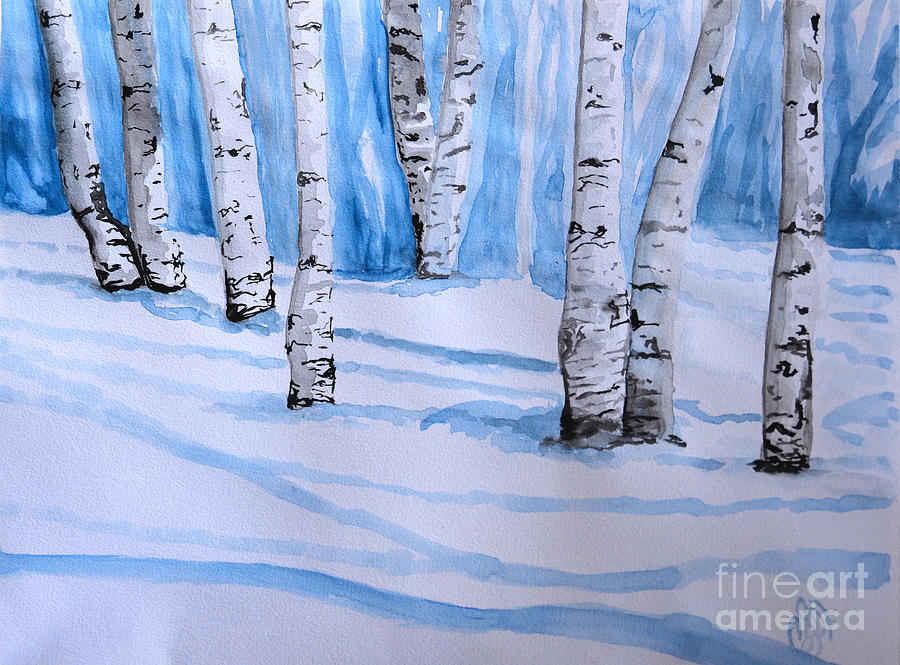 Trees in the New Snow Painting by Christine Dekkers