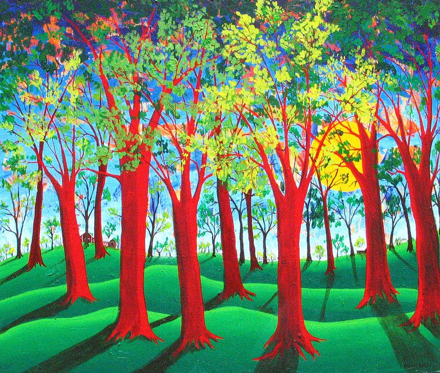 Trees of Red Painting by Rollin Kocsis