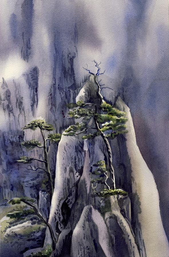 Trees On The Mountain Painting by Alfred Ng