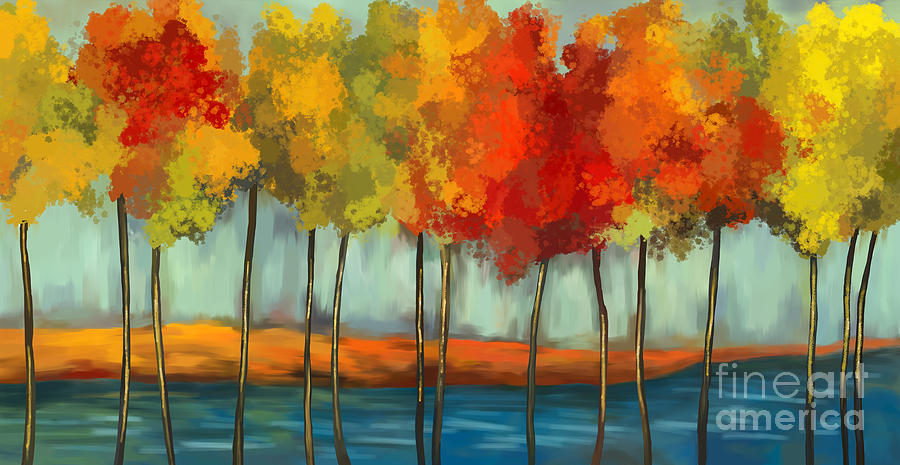 Trees On The River Painting by Tim Gilliland