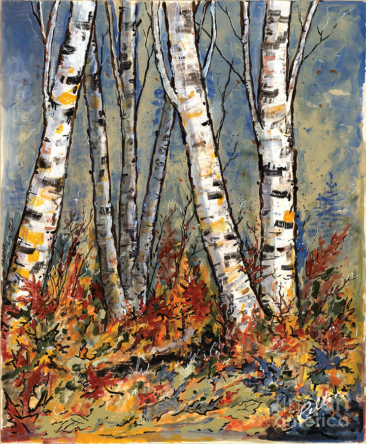 Trees, Orange Leaves Painting by Robin Pelton - Fine Art America