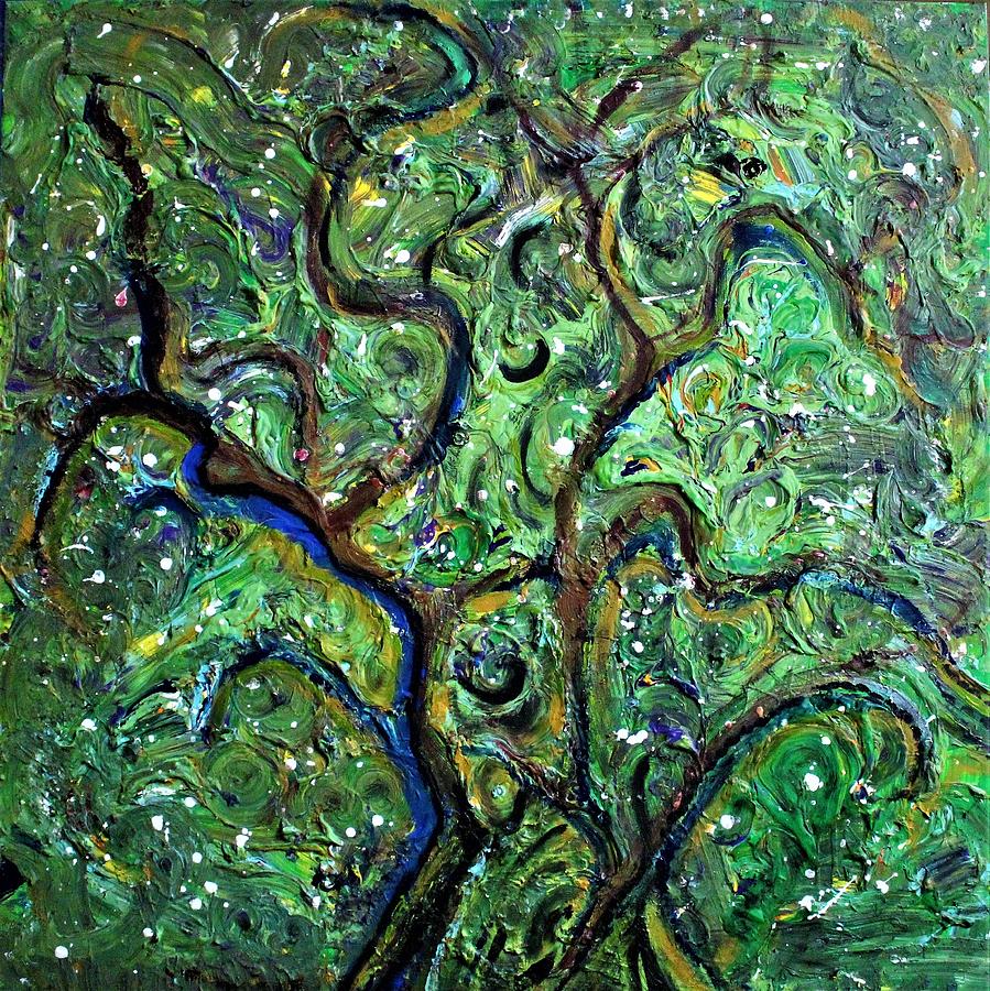 Green Painting - Trees by Pam Roth OMara