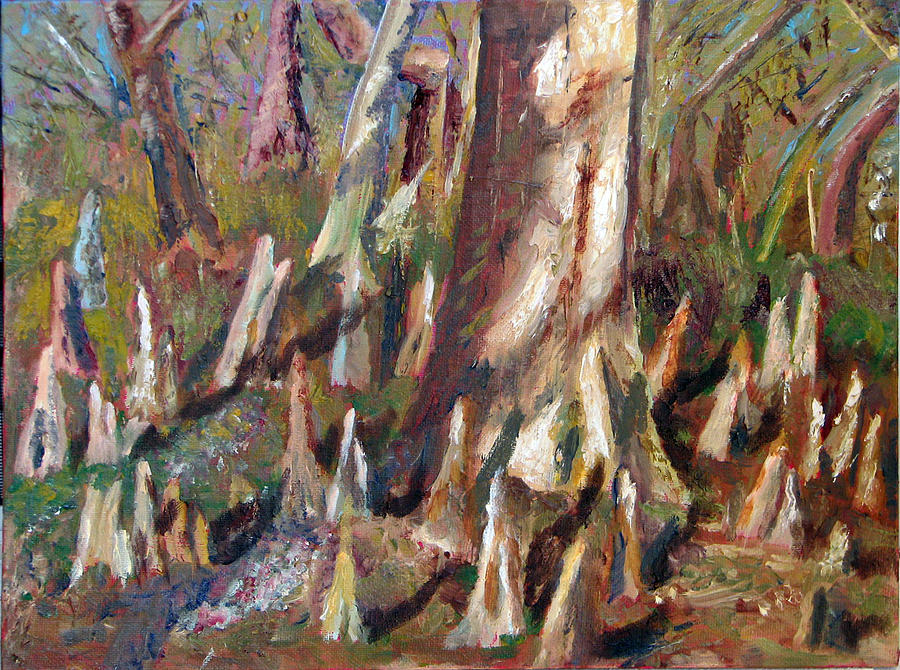 Cypress Painting - Trees with Knees by Libby Cagle Cypress Painting - Trees with Knees by Libby Cagle
