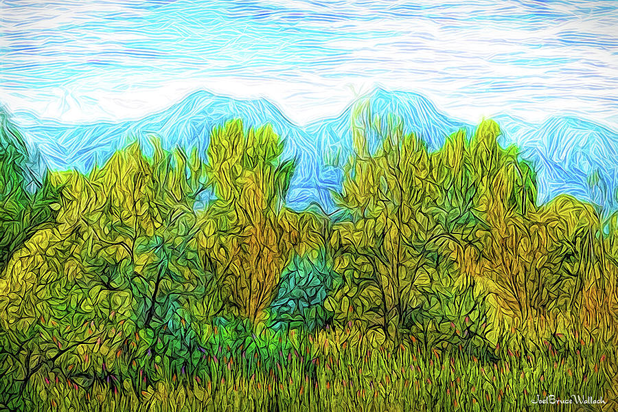 Trees With Mountains Digital Art by Joel Bruce Wallach