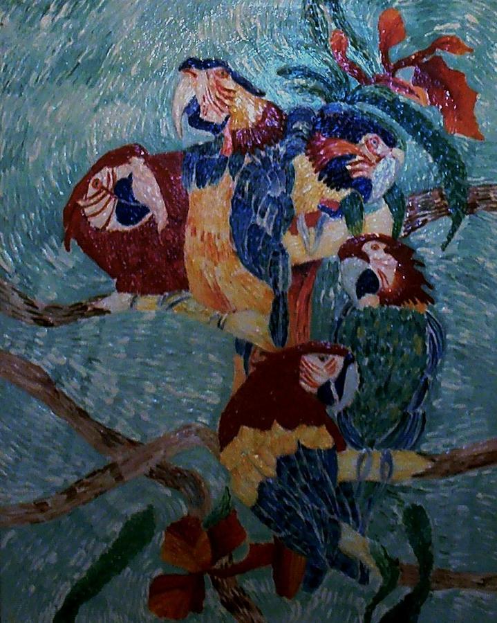 Treetop Gossips Painting by Brenda Adams