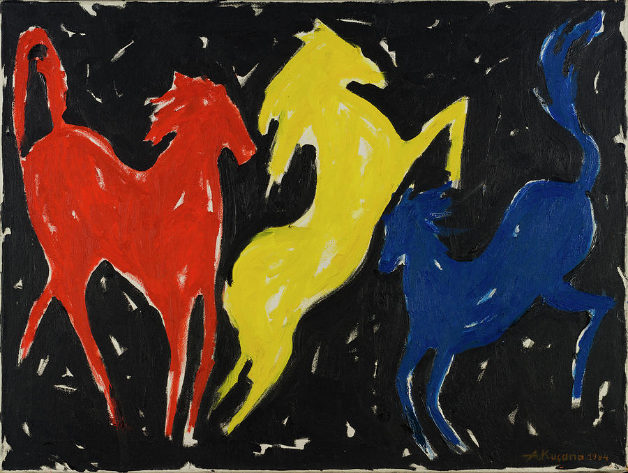 Tremor of Horses - 1996 Painting by Azem Kucana