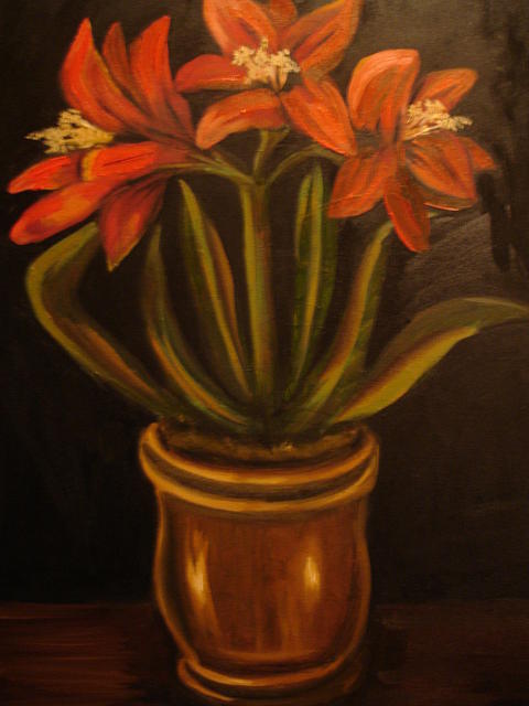 Flowers Still Life Painting - Tres Amigos by Linda Mungerson
