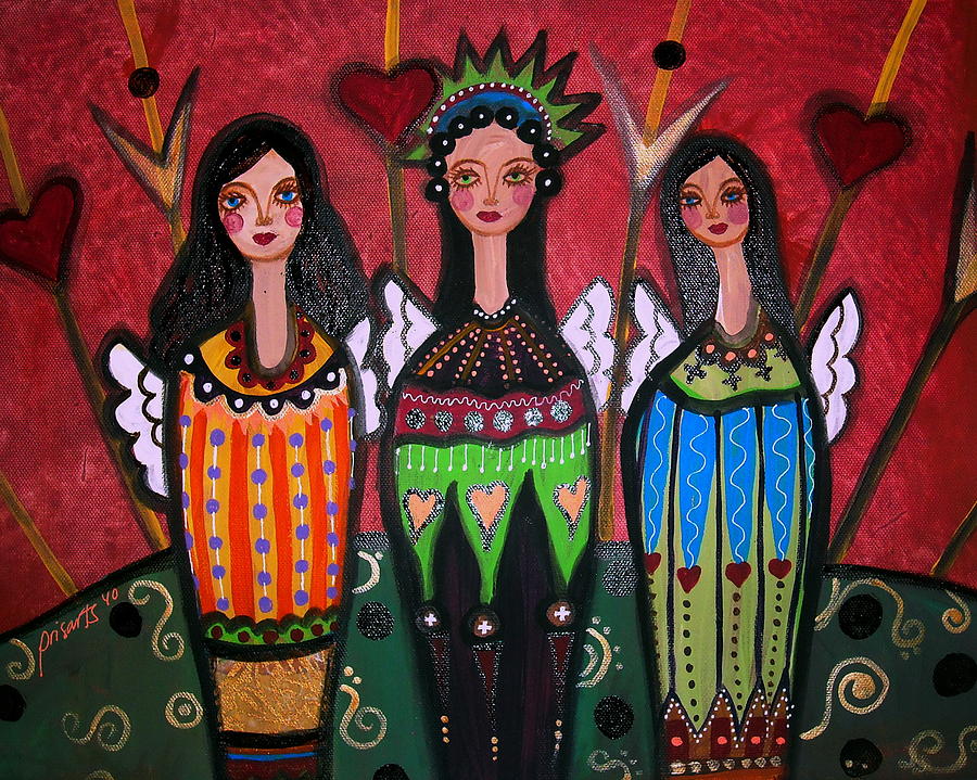 Tres Angelicas Painting by Pristine Cartera Turkus