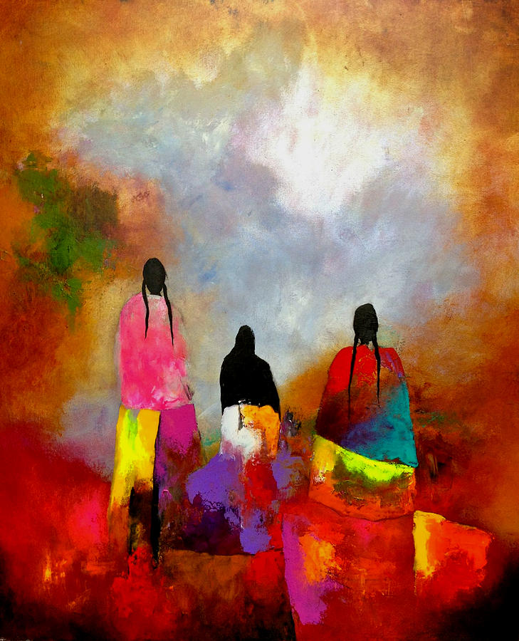 Coloring Painting - Tres marias by Thelma Zambrano