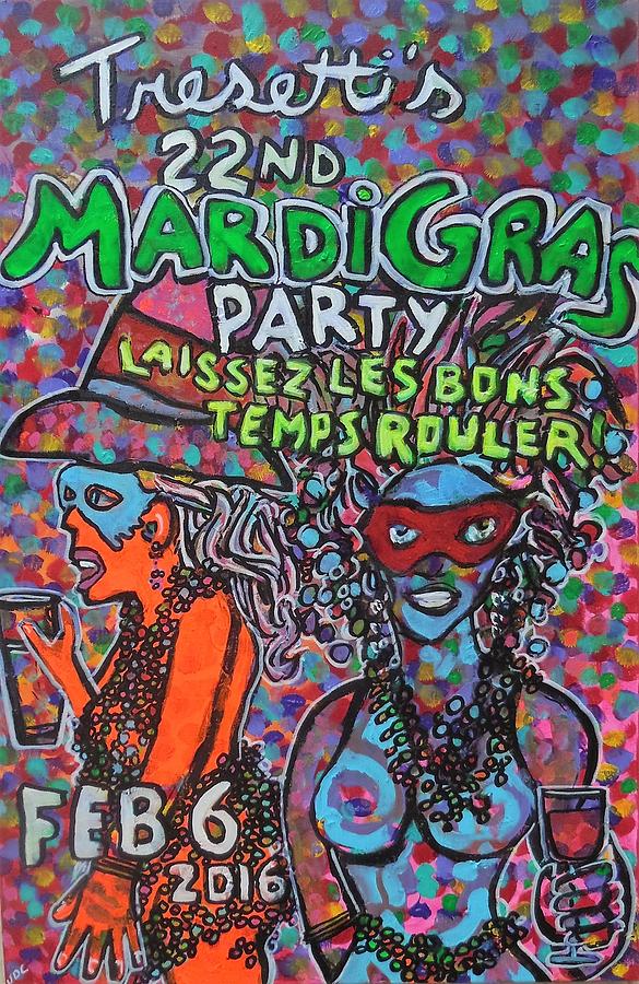Tresettis Mardi Gras Party 2016 Painting by James Christiansen