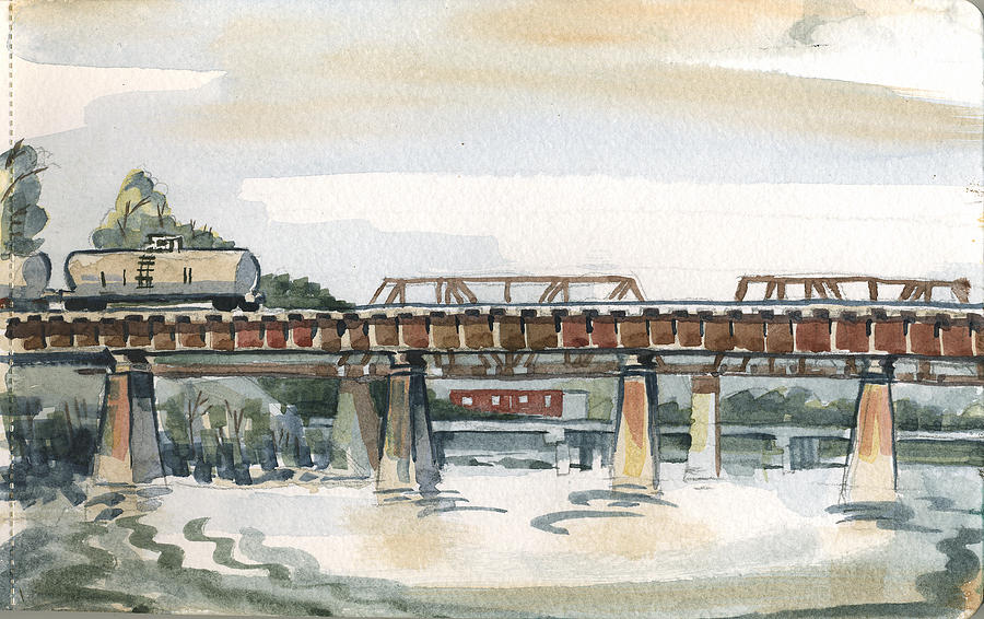Bridge Painting - Trestle Bridge by Ashley Lathe
