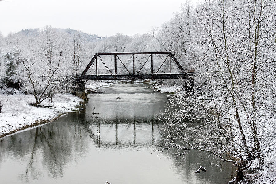 Trestle Bridge in the snow Photograph by Kelly Kennon