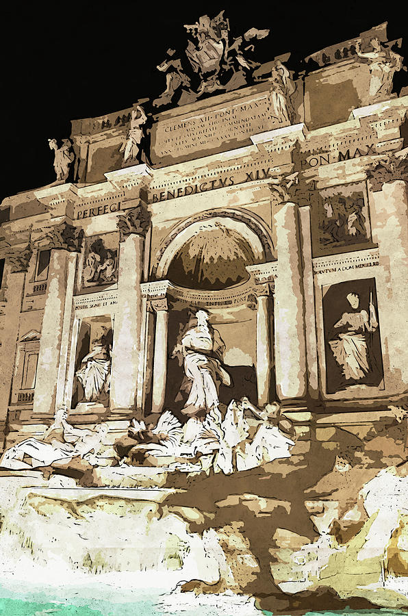 Trevi Fountain - 01 Painting by AM FineArtPrints