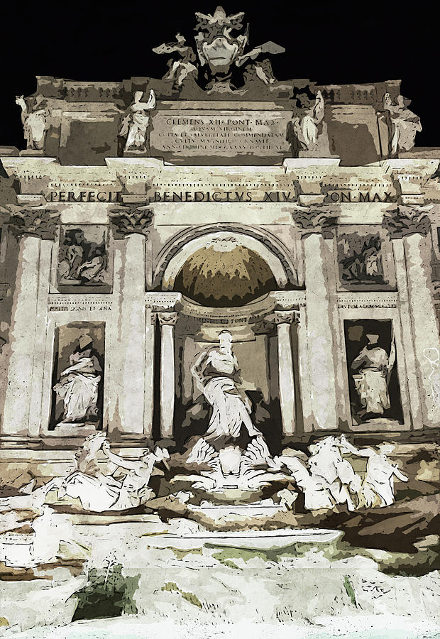 Trevi Fountain - 02 Painting by AM FineArtPrints