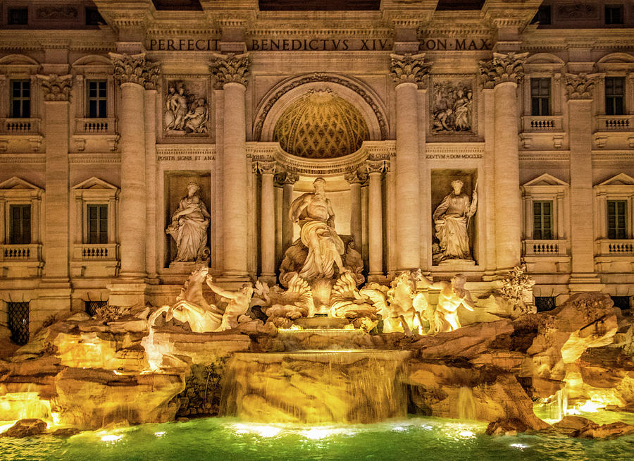 Trevi Fountain at Night Photograph by Carolyn Derstine