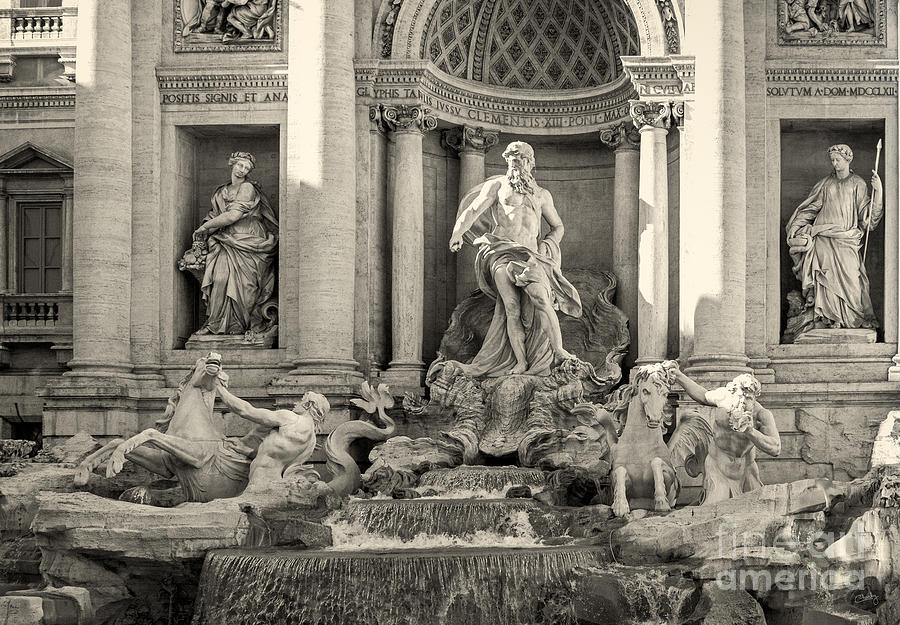 Black And White Photograph - Trevi Fountain by Prints of Italy