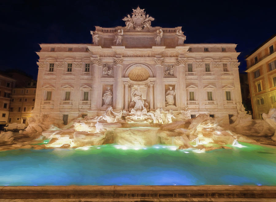 Fountain Photograph - Trevi Fountain Rome Italy Artistic by Joan Carroll
