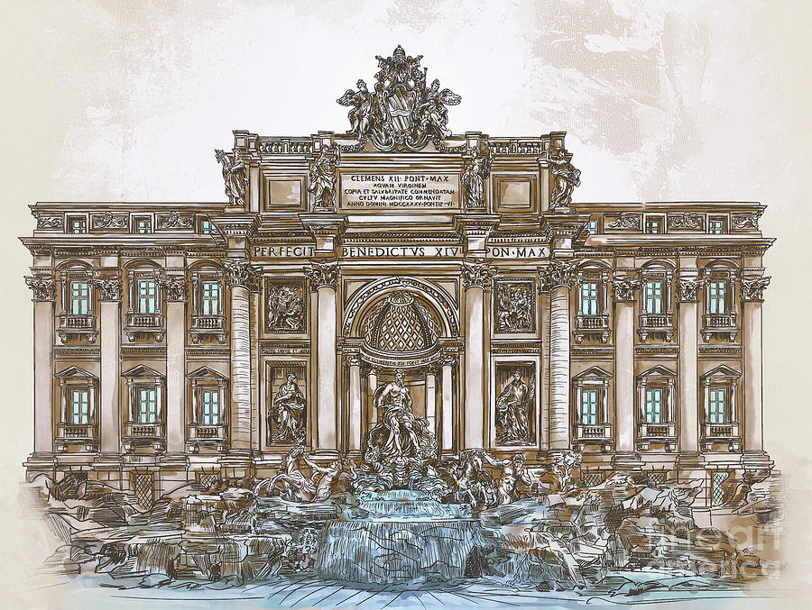  Trevi Fountain,Rome  Painting by Andrzej Szczerski