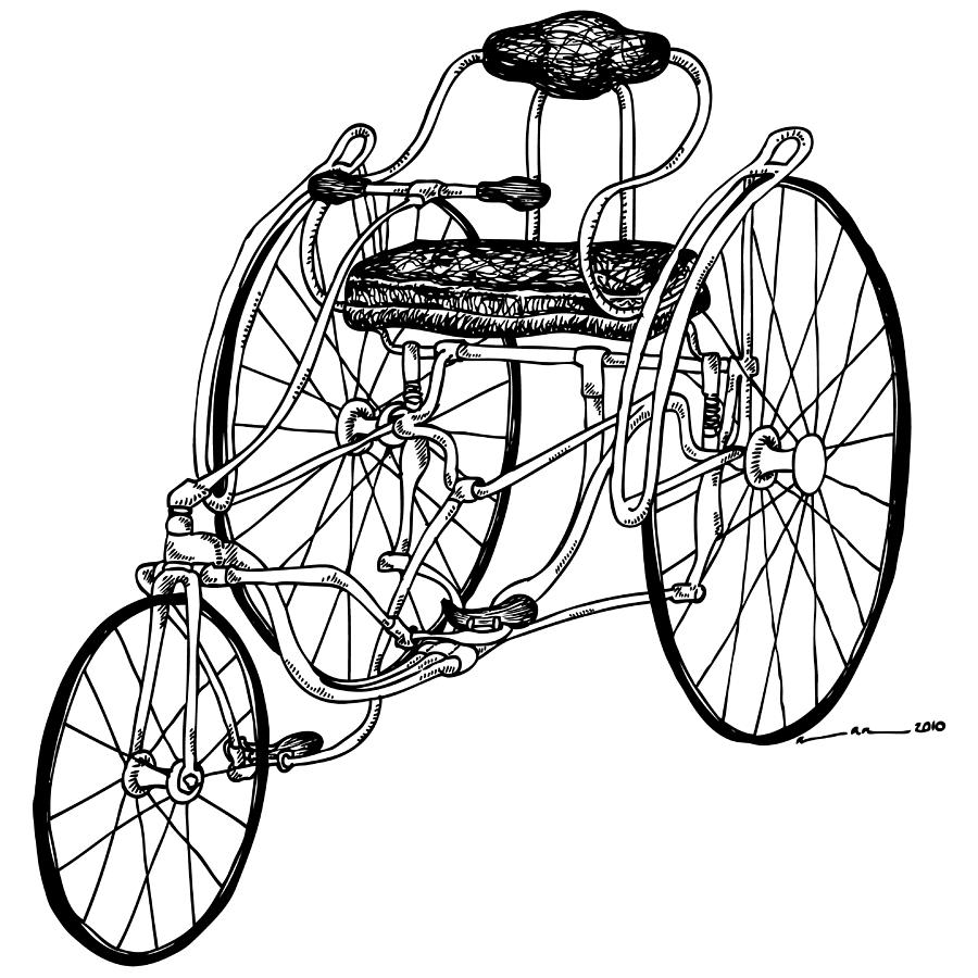 Vintage Drawing - Tri Bike by Karl Addison