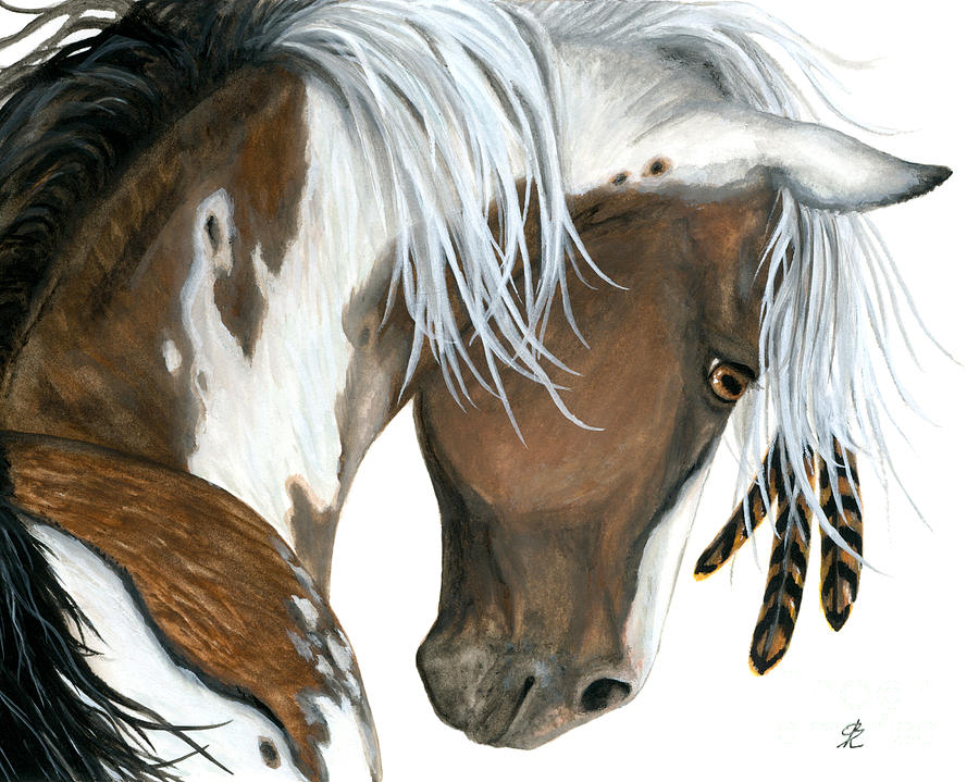 Tri Colored Pinto Horse Painting by AmyLyn Bihrle