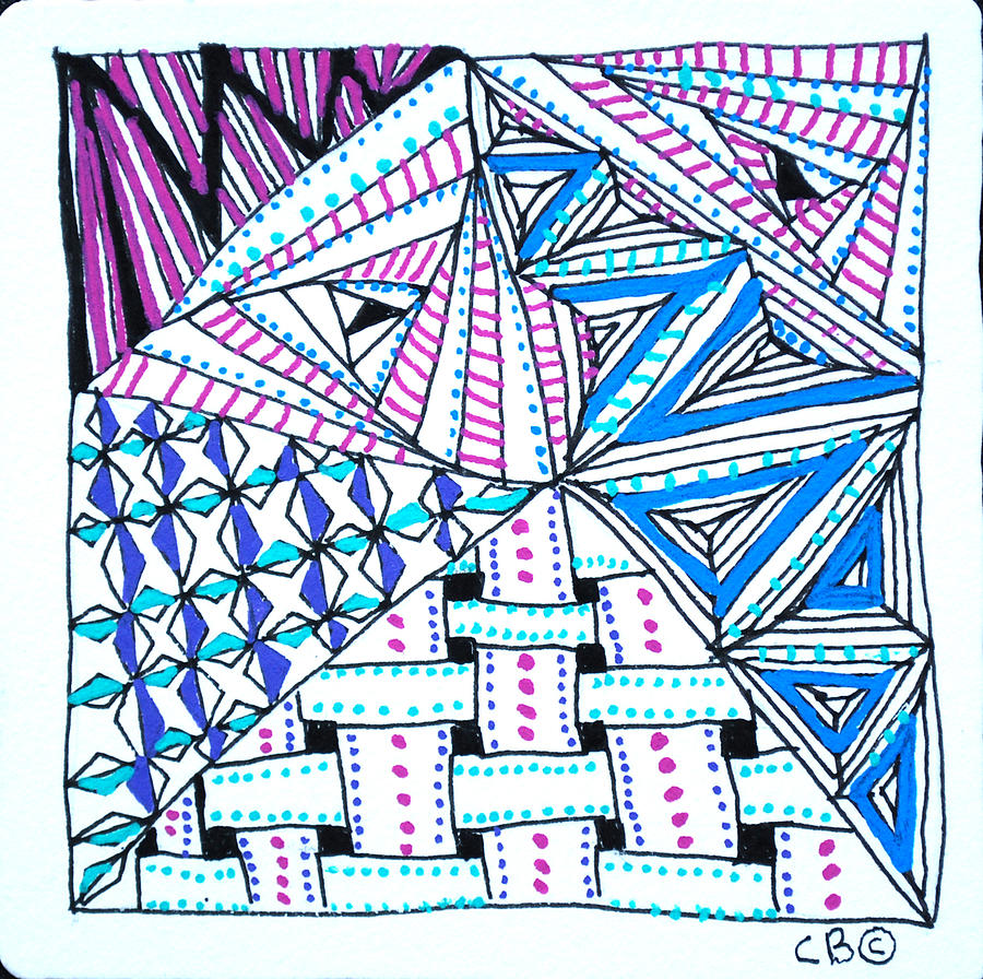 Triangle Tangle Drawing by Carole Brecht