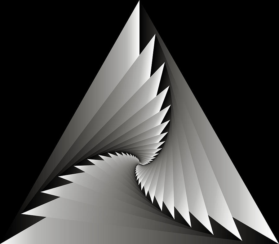 Abstract Digital Art - Triangles in Black and White by Peter Antos