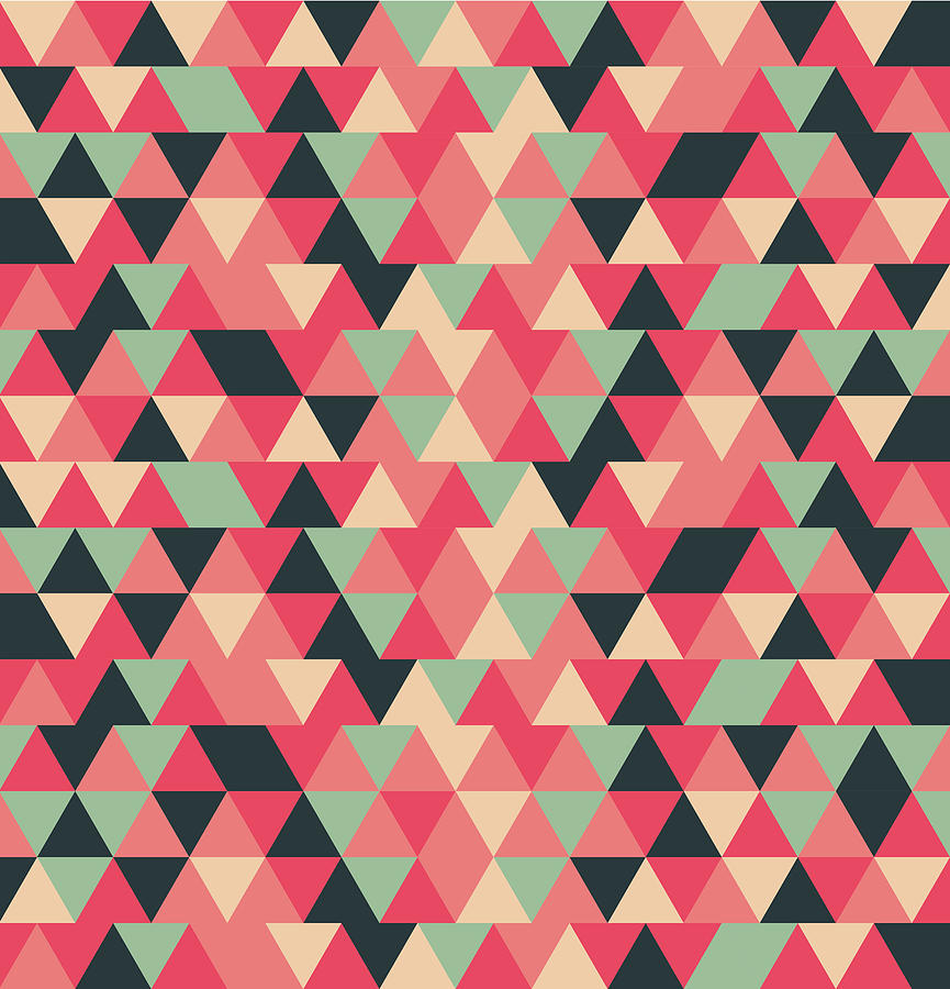 Triangular Geometric Pattern - Warm Colors 13 Mixed Media