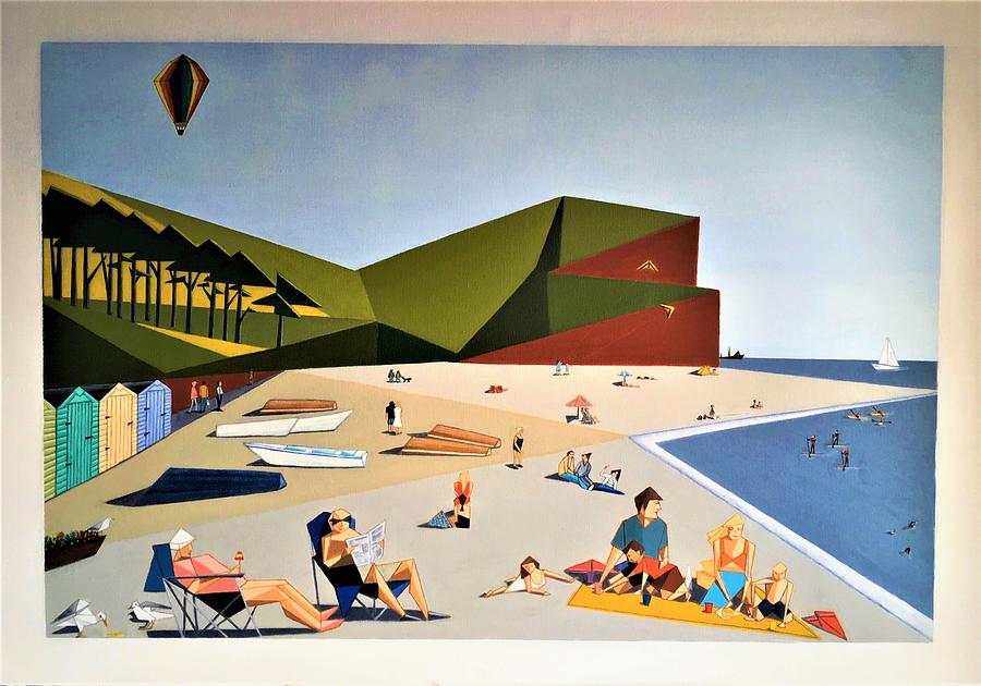 Landscape Painting - Triangular Life. Beach by Tamara Savchenko