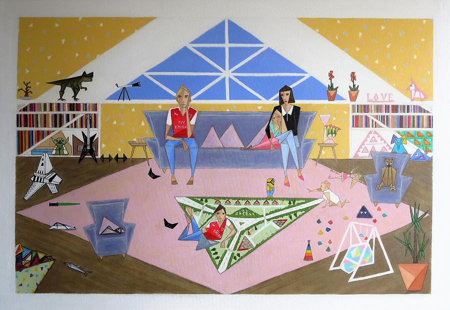 Toy Painting - Triangular Life. Family by Tamara Savchenko