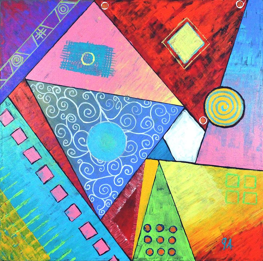 Triangular Worlds Painting by Jeremy Aiyadurai