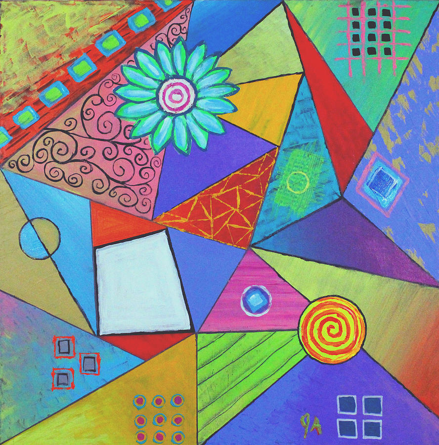 Triangular Worlds v2 Painting by Jeremy Aiyadurai