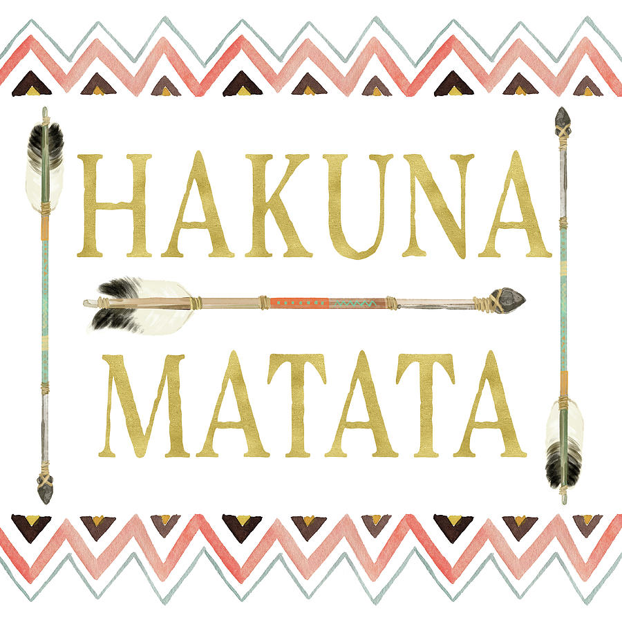 Hakuna Matata Digital Art - Tribal Arrow Gold Hakuna Matata by Pink Forest Cafe