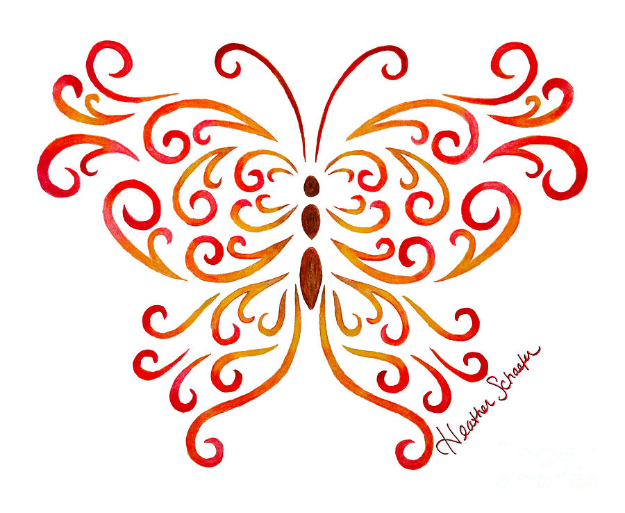Tribal Butterfly Drawing by Heather Schaefer