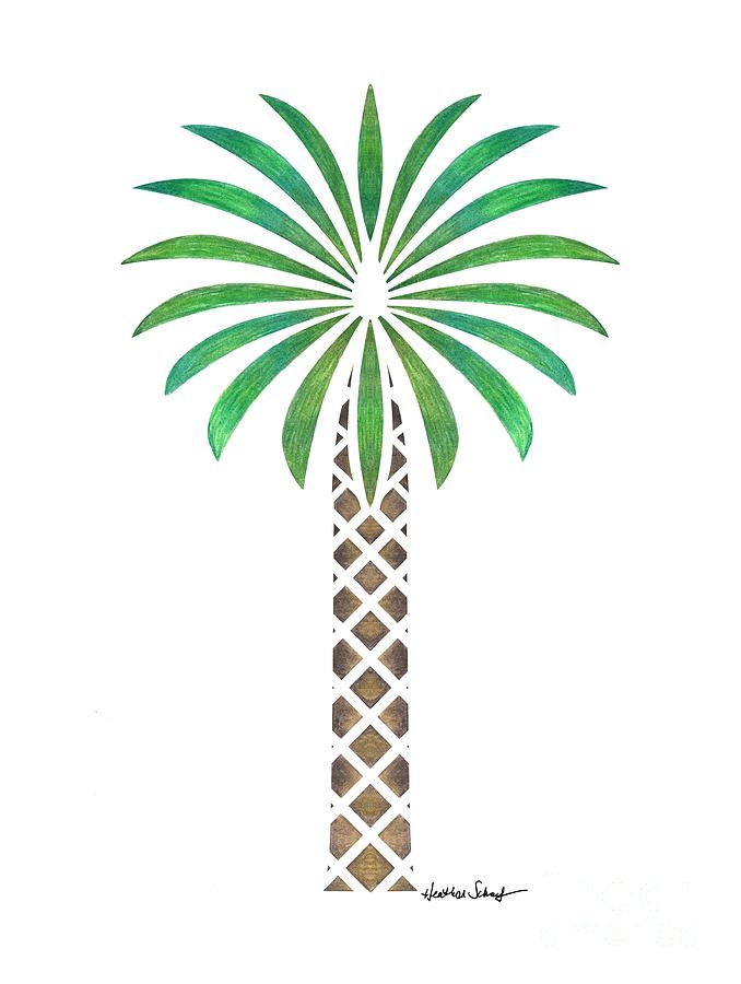 Tribal Canary Date Palm Drawing by Heather Schaefer