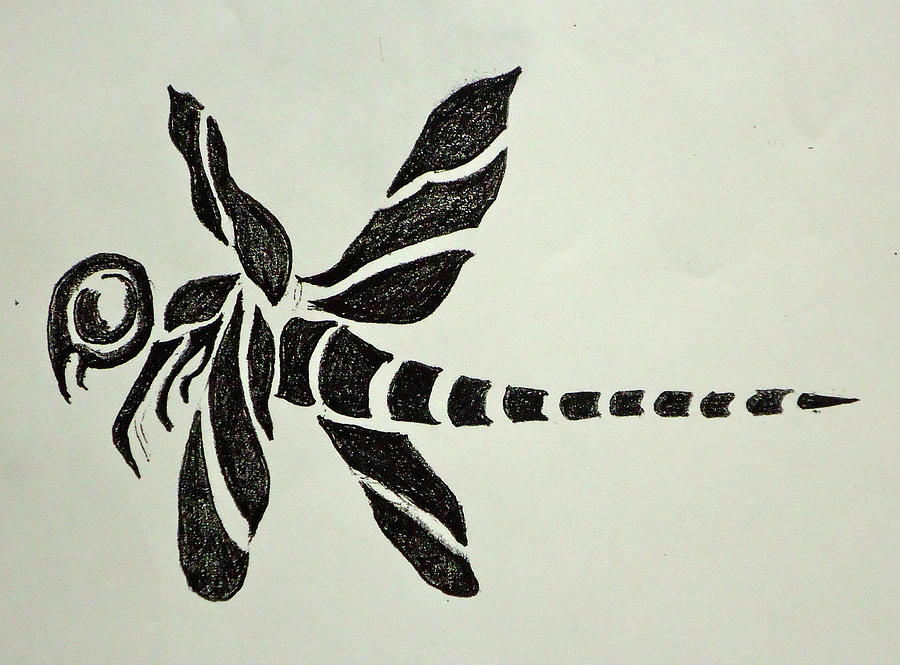 Tribal Dragonfly Drawing by Pete Maier