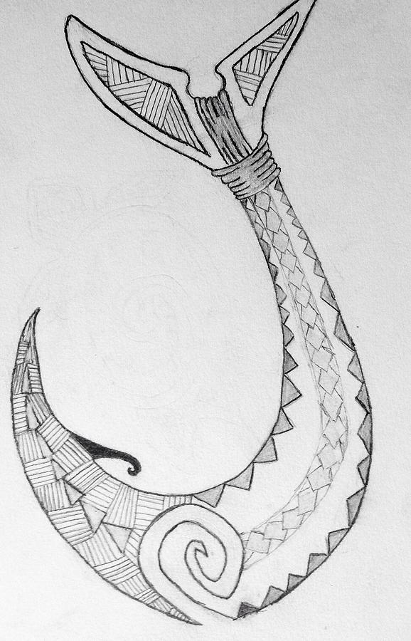Tribal Hook Drawing by Tony Holm.