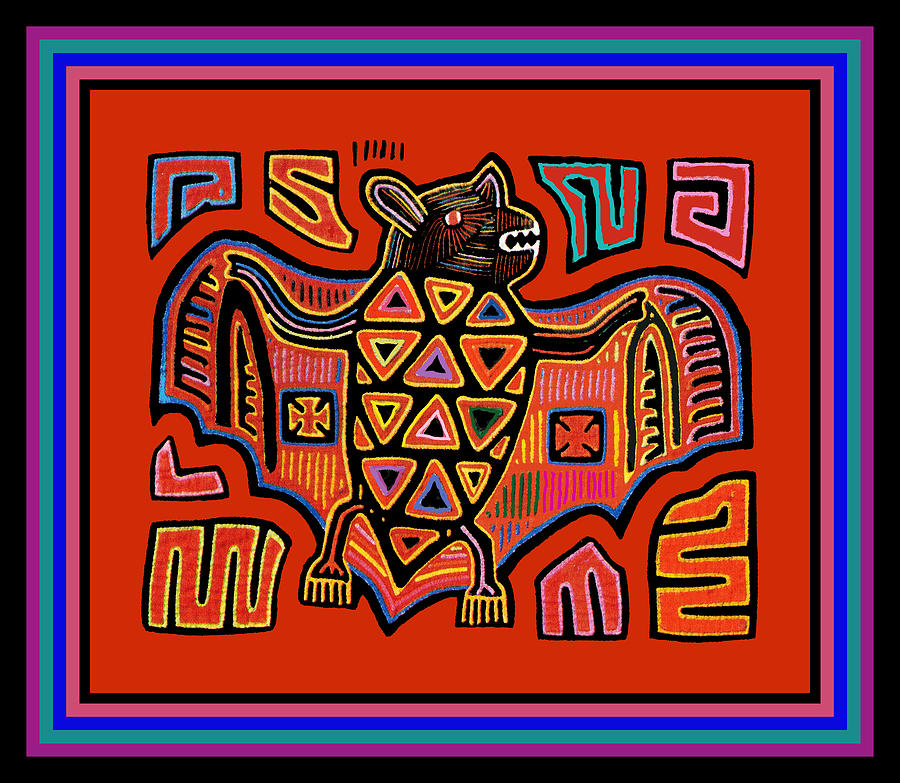 Tribal Kuna Indian Bat Digital Art by Vagabond Folk Art - Virginia Vivier