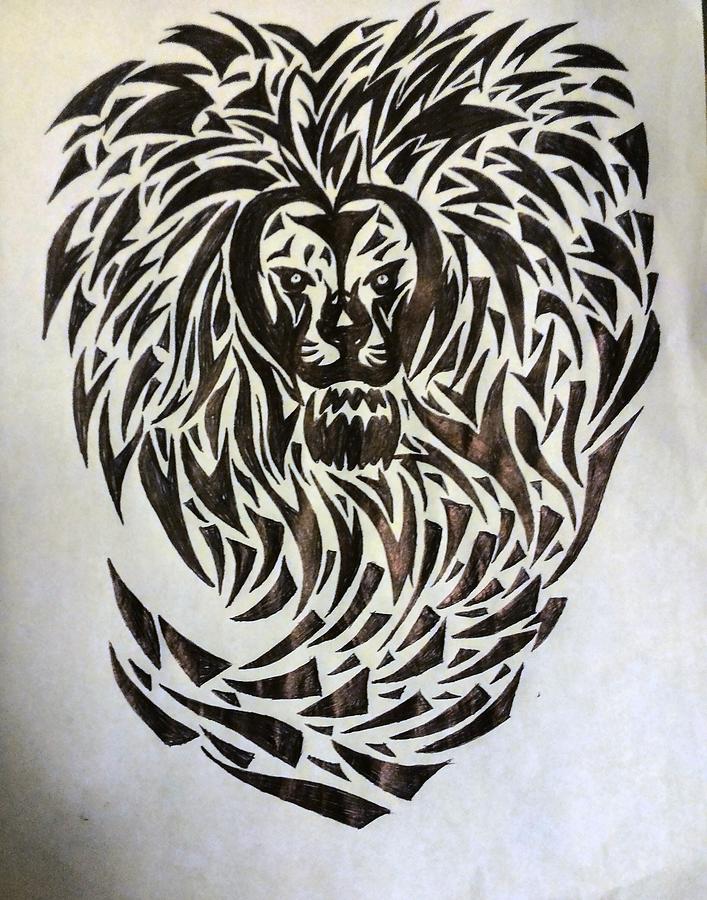 Tribal Lion Drawing by Ruby Haney Fine Art America