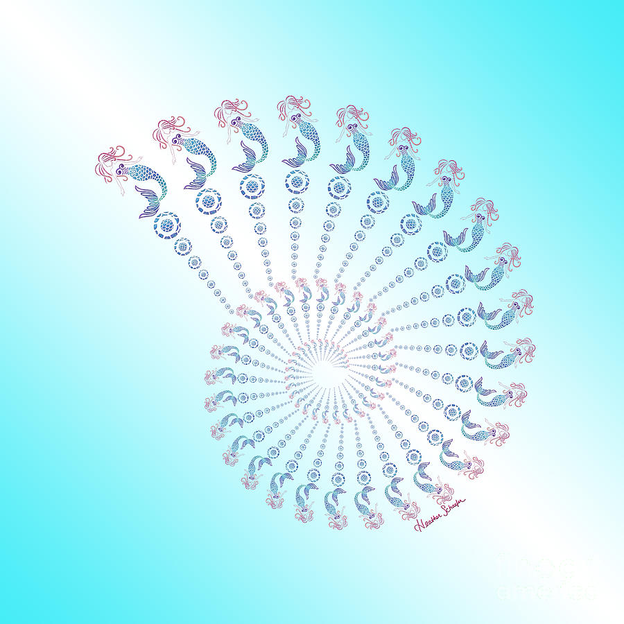 Tribal Mermaid Spiral Shell Digital Art by Heather Schaefer
