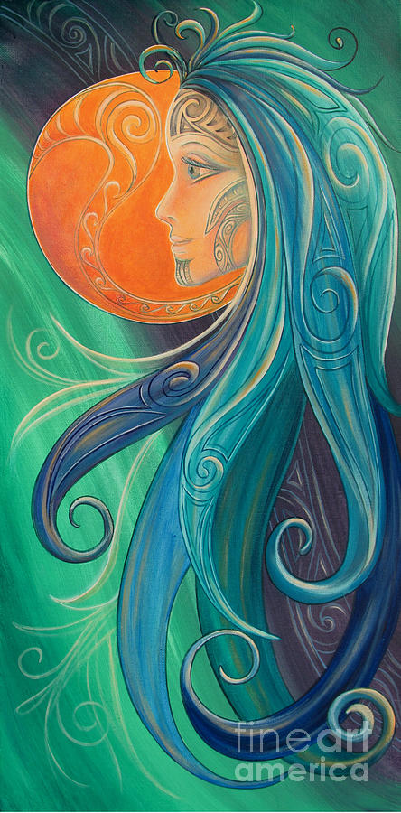 Tribal Moon Goddess 1 Painting by Reina Cottier