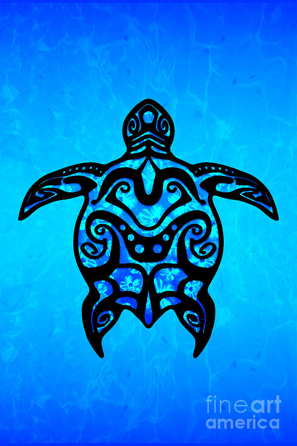 Turtle Digital Art - Tribal Turtle Hibiscus by Chris MacDonald