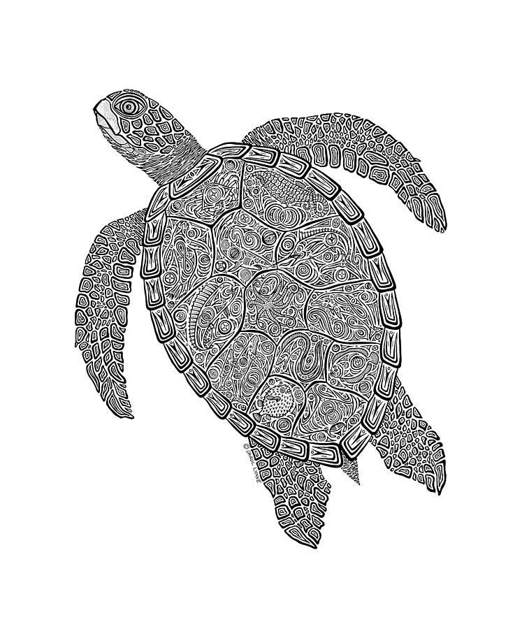 Turtle Drawing - Tribal Turtle II by Carol Lynne