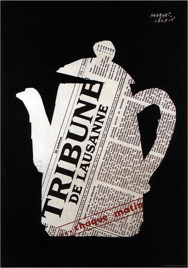Tribune - De Lausanne - Vintage Newspaper Advertising Poster Mixed Media by Studio Grafiikka