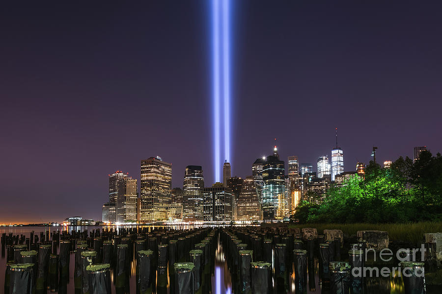 New York City Photograph - Tribute In Light From Brooklyn Sticks by Michael Ver Sprill