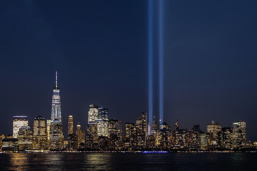 Tribute Lights over NYC Skyline Photograph by Bob Cuthbert - Fine Art ...