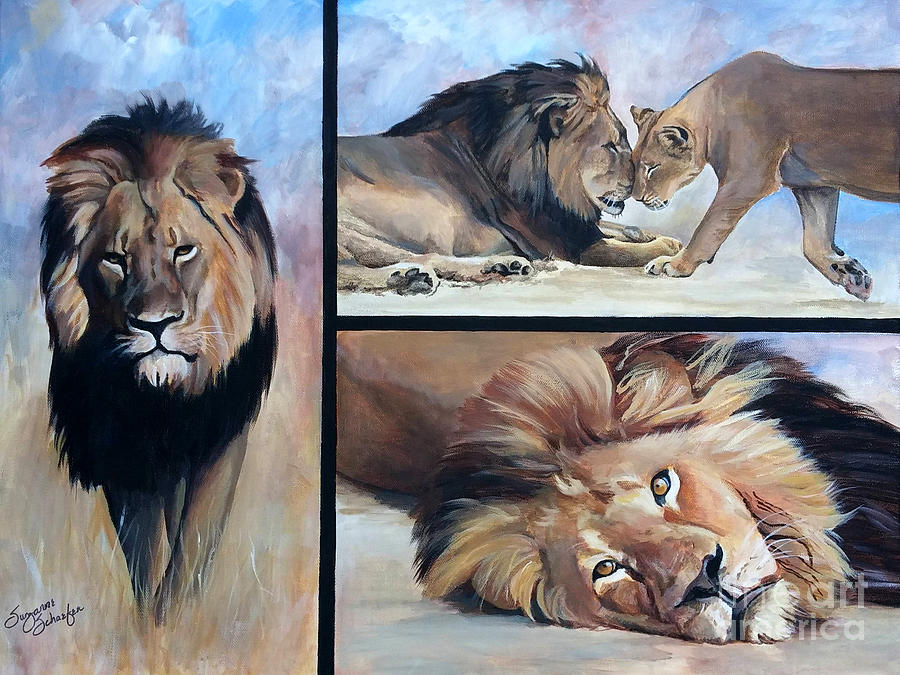 Wildlife Painting - Tribute to Cecil the African Lion by Suzanne Schaefer