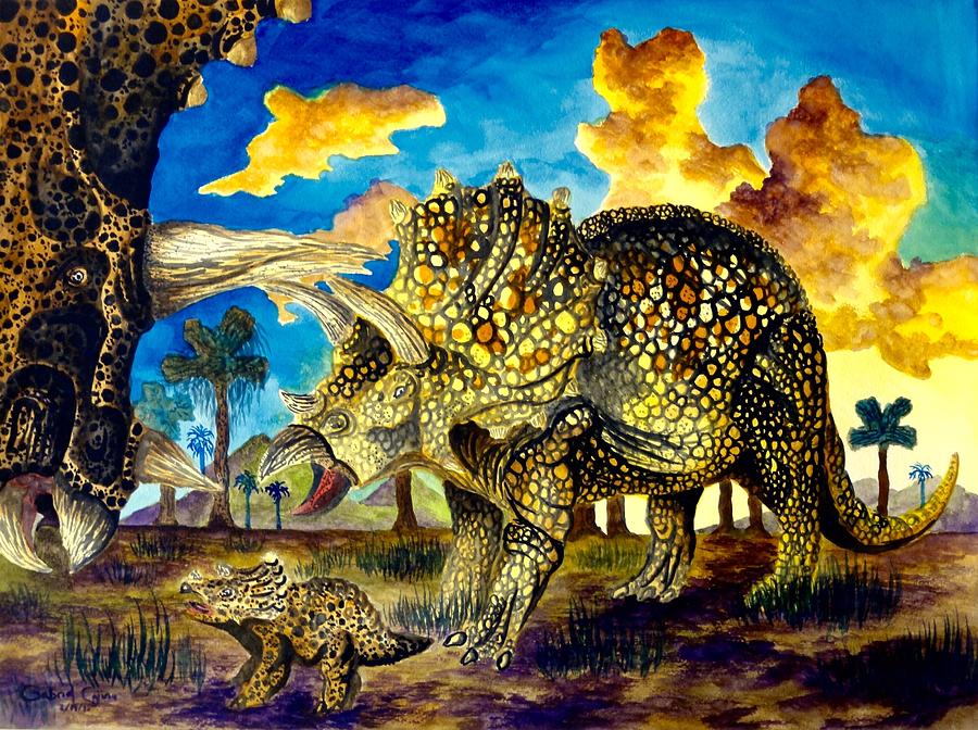 Triceratops Painting by Gabriel Cajina | Fine Art America