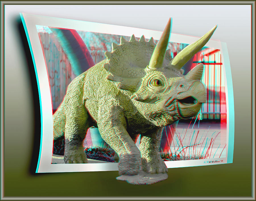 Triceratops - OOF 3D Stereo Anaglyph Mixed Media by Brian Wallace