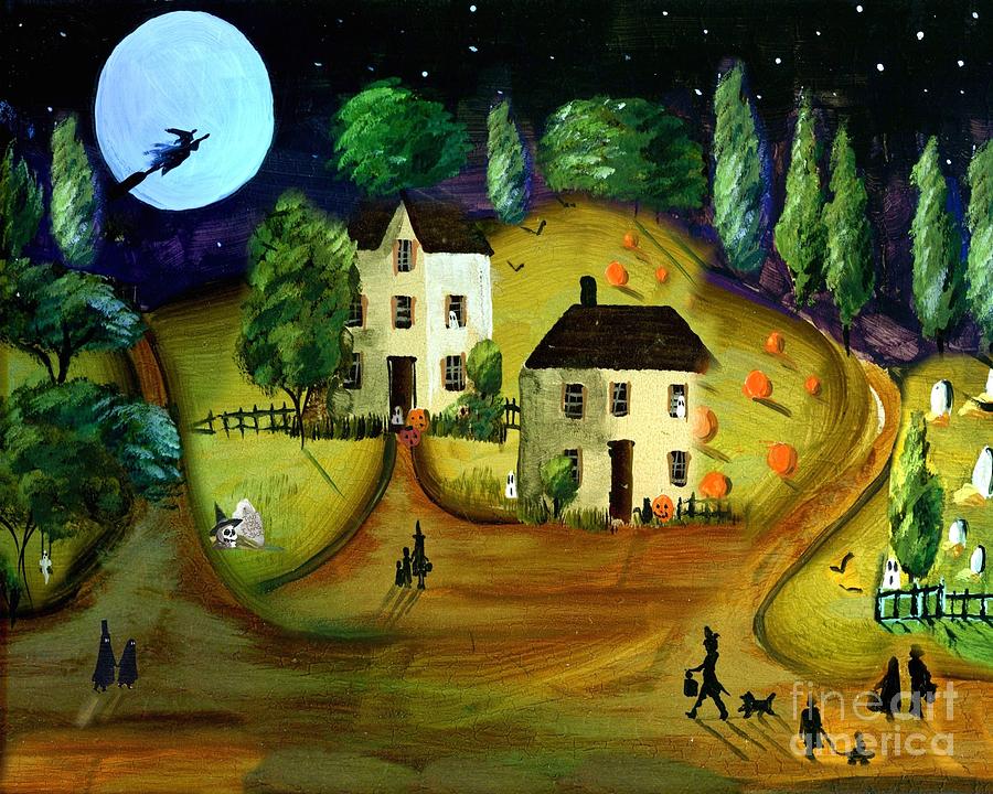 Trick or Treat Halloween Night Painting by Follow Themoonart Trick or Treat Halloween Night Painting by Follow Themoonart