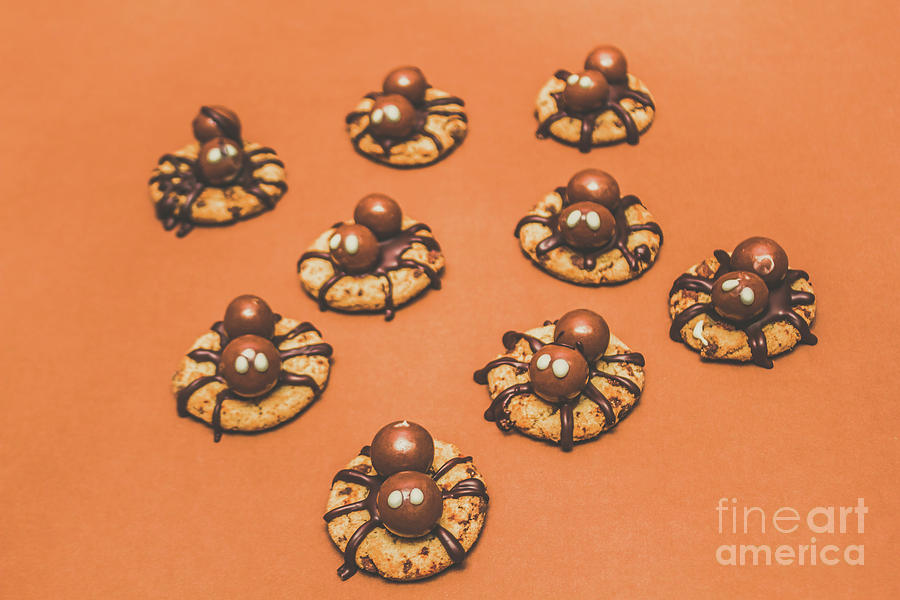 Trick or treat Halloween spider biscuits Photograph by Jorgo Photography